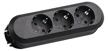 Bachmann Tischsteckdose, 3xDosen(CEE7)-> ohne Zuleitung, schwarz, SMART