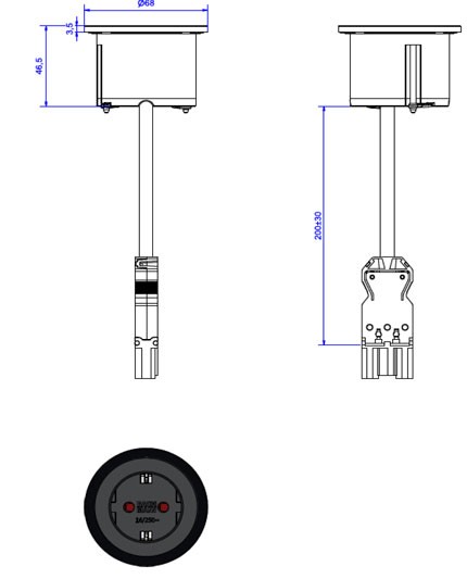 Bachmann Steckdosen, PIX 1xCEE7/3 0,2m GST18, weiss,