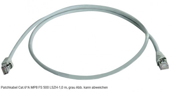 Telegärtner Patchkabel CAT6A, 1m, Grau, 500MHz, S-STP(S/FTP), halogenfrei, 6kV Stoßspannungsisolationsprüfung,