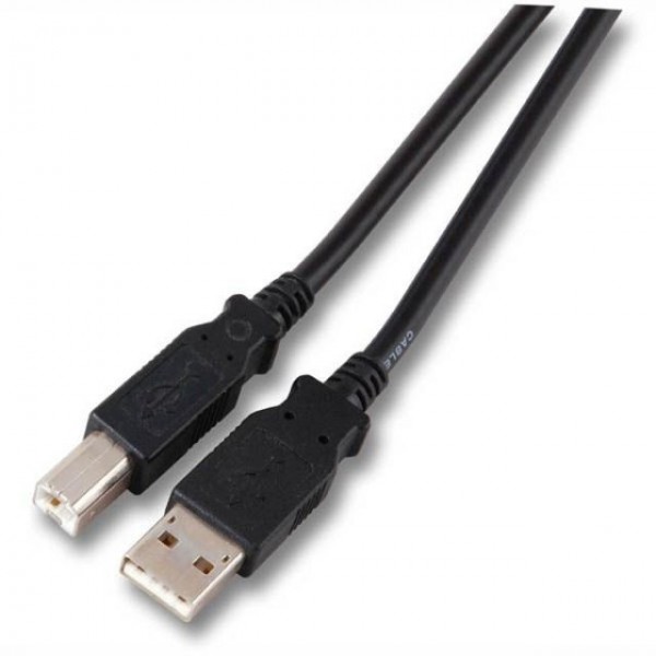 Kabel USB, A(St) => B(St), 5.0m, USB2.0, schwarz, Classic,