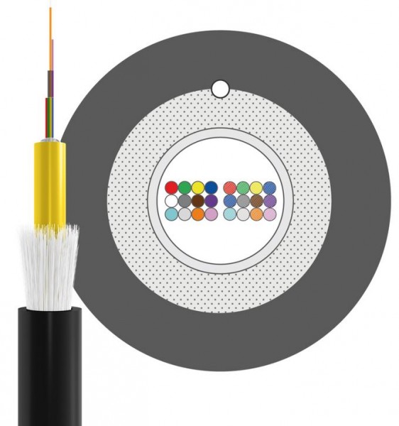 LWL-Kabel 24G, außen, 50/125u, OM4, Schwarz, Außendurchmesser ca. 5,8mm,