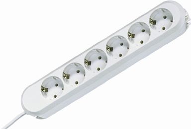 Bachmann Tischsteckdose, 6xDosen(CEE7)-&gt;Stecker(CEE7), 1,5m, weiss, SMART,
