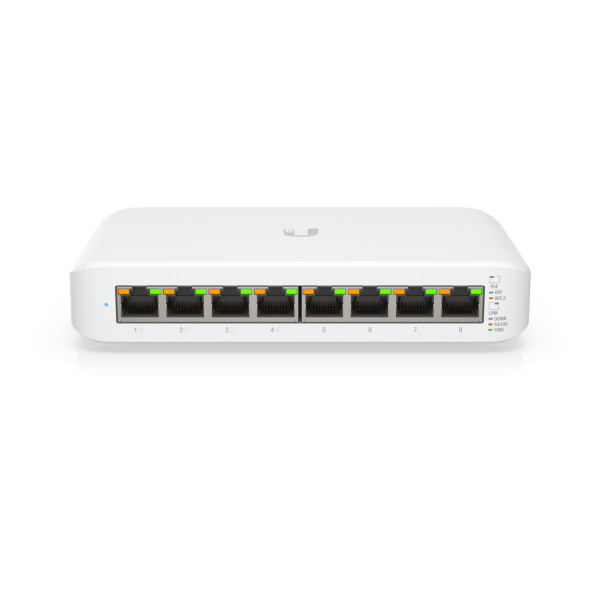 Ubiquiti Switch smart managed Layer2 8 Port • 8x GbE • PoE Budget 52W • 4x PoE at • Desktop • Lüfterlos • UniFi • USW-Lite-8-POE