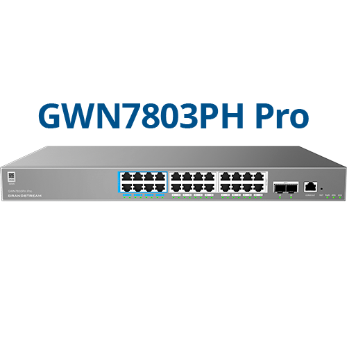 Grandstream GWN7803PH PRO ? Enterprise Layer 2++ Managed Switch ? 24× Gigabit RJ45 (PoE/PoE+) + 2× Gigabit SFP+