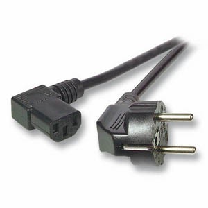 Netzkabel 230V Schutzkontakt CEE7(Stecker)->Kaltgeräte IEC-C13(Buchse) 90°, 2m,Black