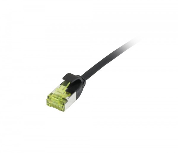 Patchkabel RJ45, CAT6A 500Mhz, 0.15m, schwarz, U/FTP, slimline rund d=3,8mm, TPE/LSZH(Superflex), AWG32, mit CAT7 Rohkabel, Synergy 21