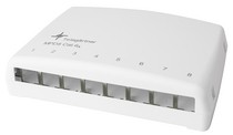 Telegärtner Modulträger,Patchpanel,f. 8xAMJ/AMJ-S-Mod./Kupp.,PVC,Tisch/Wandgehäuse, (Keystone), TH35/AP