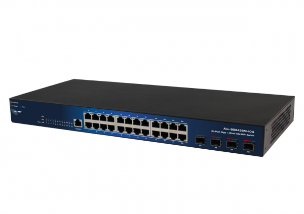 ALLNET Switch smart managed 24 Port Gigabit / 24x LAN / 4x SFP+ / Lüfterlos / 19&quot; / &quot;ALL-SG8428M-10G&quot;