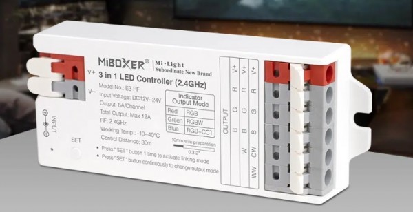 MiBoxer E3-RF LED Controller 3in1 (RGB/RGB-W/RGB+CCT) 2,4GHz