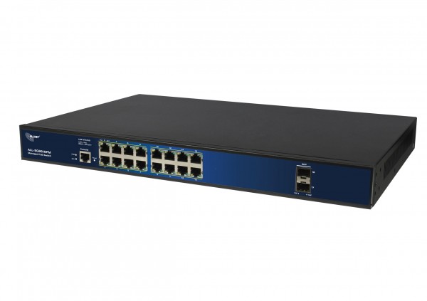 ALLNET Switch full managed Layer2+ 18 Port • 16x GbE • PoE Budget 280W • 16x PoE at • 2x SFP • 19" • Lüfterlos • JSON API • ALL-SG8618PM