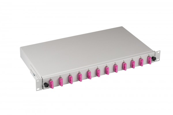 LWL-Patchpanel Spleisbox,19&quot;, 12xSC-Duplex, 50/125um OM4, ausziehbar
