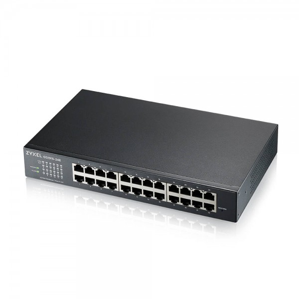 Zyxel Switch smart managed Layer2 24 Port • 24x 1 GbE • 19" • Lüfterlos • NebulaFlex • GS1915-24E