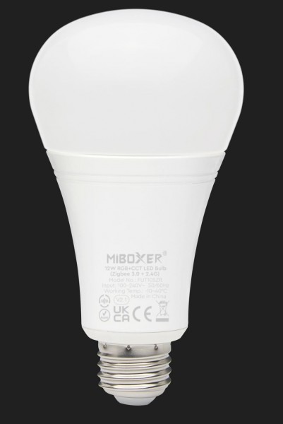 MiBoxer FUT105ZR LED Retrofit E27 Bulb 12W RGB-WW (RGB-CCT) Lampe mit Funk und Zigbee 3.0