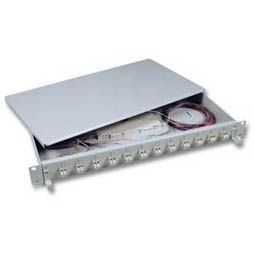 LWL-Patchpanel Spleisbox,19&quot;, 12xLC-Duplex, 50/125um, OM4, ausziehbar
