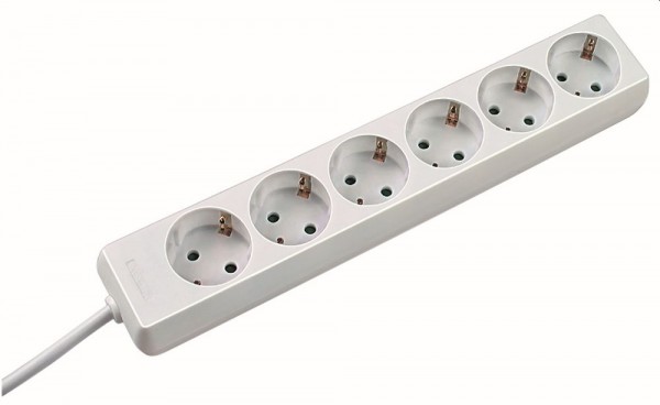 Bachmann Tischsteckdose, 6xDosen(CEE7)-&gt;Stecker(CEE7), 1,5m, weiß, SELLY,