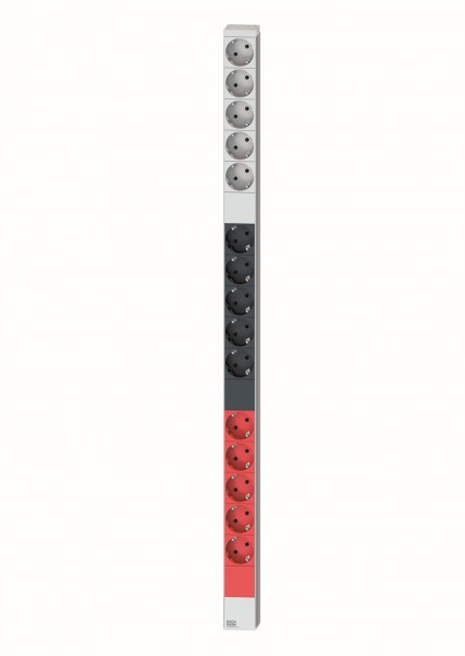 Bachmann PDU, Steckdosen, 15xDosen(CEE7/3)-> 3ph Zuleitung 3m, mit Stecker CEE 16A Rot,