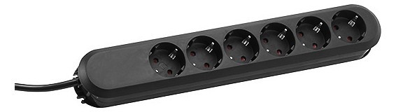 Bachmann Tischsteckdose, 6xDosen(CEE7)->Stecker(CEE7), 5m, schwarz, SMART,