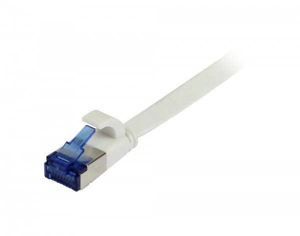 Patchkabel RJ45, CAT6A 500Mhz, 10m, weiss, U/FTP, flach, TPE(Superflex), AWG32, Synergy 21