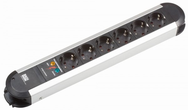 Bachmann Tischsteckdose, 6xDosen(CEE7)->Stecker(CEE7), 2m, ÜSS, PRIMO,