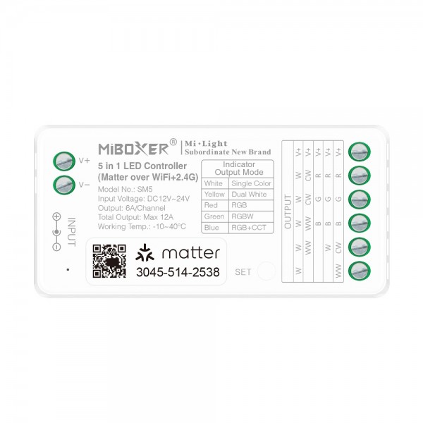 Synergy 21 LED Controller 5in1 (Single Colour/CCT/RGB/RGB-W/RGB+CCT) Matter Over WiFi+2.4GHz IP20 *Milight/Miboxer*