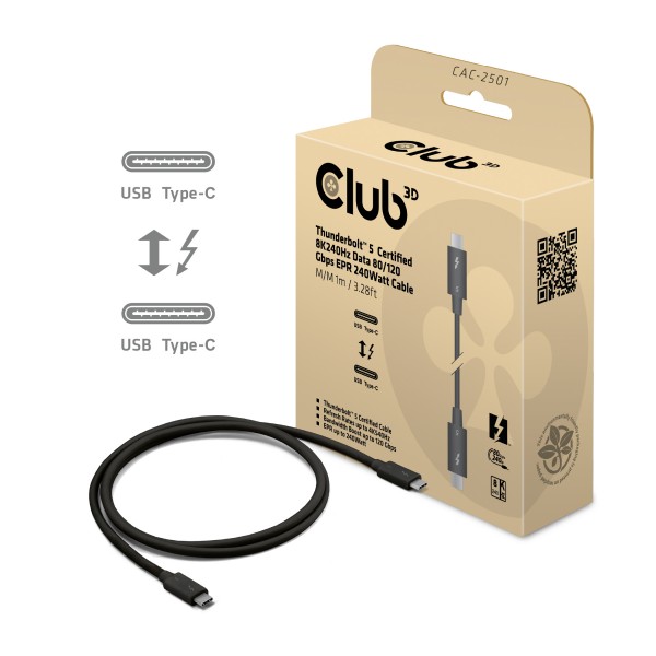 Kabel Thunderbolt 5 (St) =&gt; USB-C (St) 1,0m *Club 3D*