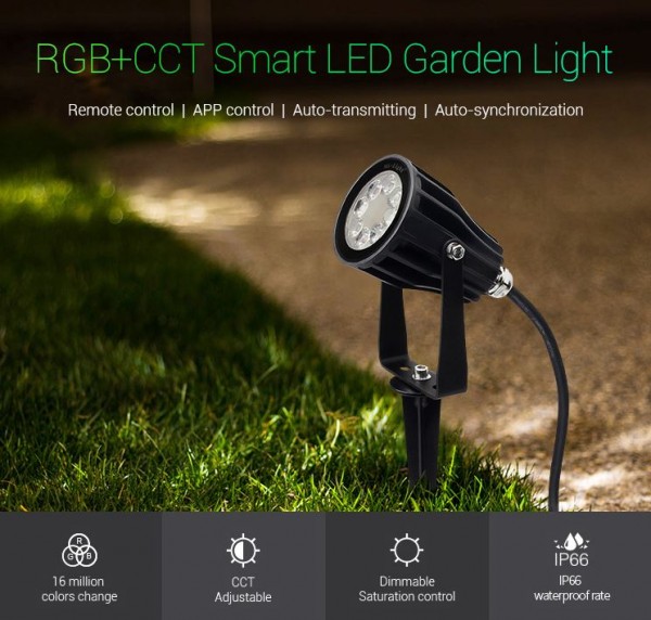 MiBoxer FUTC04 LED Garten Lampe 6W RGB-WW (RGB-CCT) mit Funk und WLAN IP65 230V