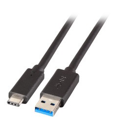 Kabel USB, C(St) => A(St), 1.0m, USB3.2, schwarz, 5G/3A, Gen.1,
