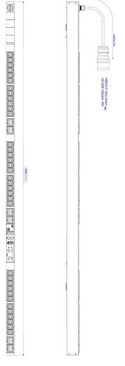 Bachmann PDU, Steckdosen, 36xDosen(C13)+ 6x(C19)-&gt; Zuleitung 3m, 16A, mit Stecker CEE 16A rot, BN3500,