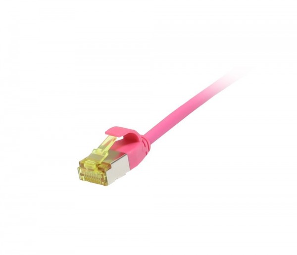 Patchkabel RJ45, CAT6A 500Mhz, 10m, magenta, U/FTP, slimline rund d=3,8mm, TPE/LSZH(Superflex), AWG32, mit CAT7 Rohkabel, Synergy 21