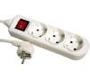 Bachmann Tischsteckdose, 3xDosen(CEE7)-&gt;Stecker(CEE7), 1,5m, mit Schalter, weiß, SELLY,