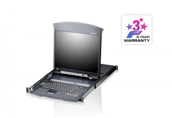 Aten KVM/TFT 8-fach,19&quot; 1HE,incl.KVM/TFT 17&quot;,Deutsch,Black, HDMI/VGA/USB/PS_2/RJ45