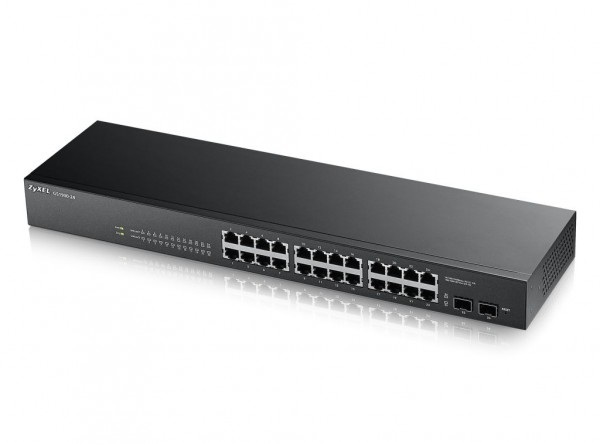 Zyxel Switch smart managed Layer2 26 Port • 24x 1 GbE • 2x SFP • 19" • Lüfterlos • GS1900-24 V2