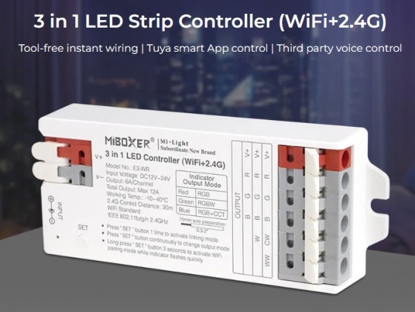 MiBoxer E3-WR LED Controller 3in1 (RGB/RGB-W/RGB+CCT) WLAN + 2,4G