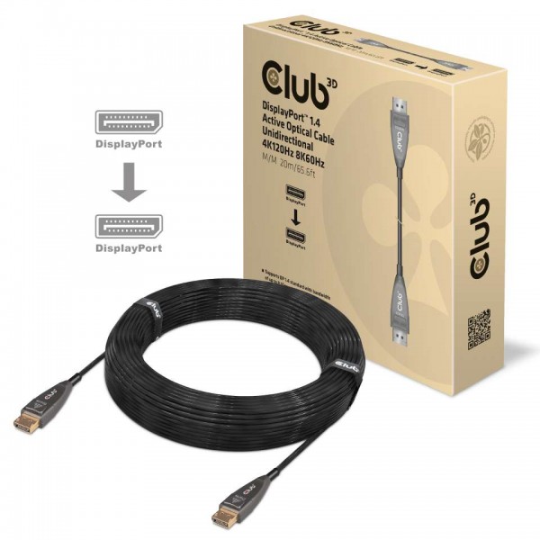 Kabel Video DisplayPort 1.4 Unidirektional 8K60Hz ST/ST 20,0m *Club3D*