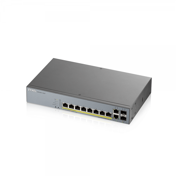 Zyxel Switch smart managed Layer2 12 Port • 10x 1 GbE • PoE Budget 130 Watt • 8x PoE at • 2x SFP • 19" • GS1350-12HP