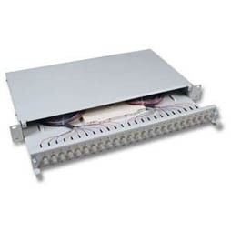 LWL-Patchpanel Spleisbox,19&quot;, 24xST, 9/125um,ausziehbar,