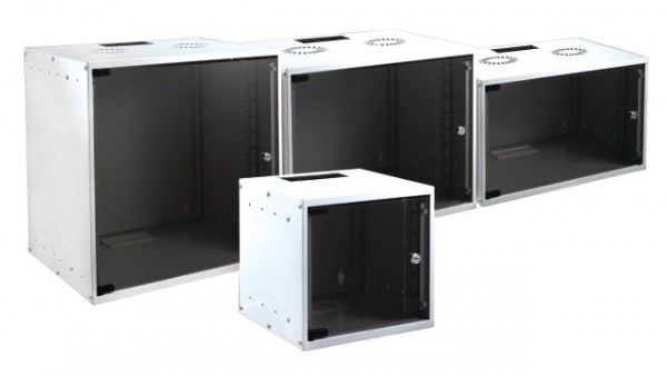 Wandgehäuse 19&quot;, 15HE, 1-teilig, T600/H707mm, weiss, Basic, Flat Pack,