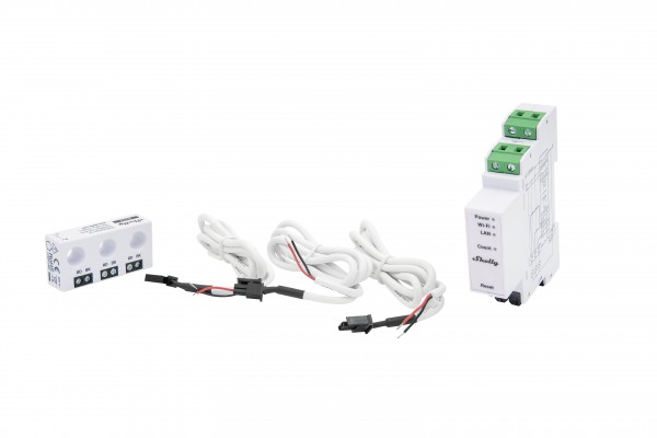 Shelly · Hutschiene · "Pro 3EM-3CT63" · Stromzähler · inkl. CT · Messfunktion · WLAN · LAN · BT