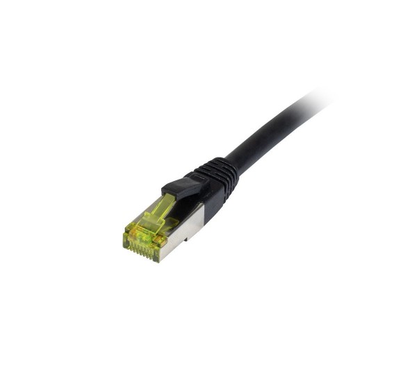 Patchkabel RJ45, CAT6A 500Mhz, 25m, schwarz, S-STP(S/FTP), PE/PVC(Outdoor), UV/Water-resistant, AWG26, mit CAT7 Rohkabel, Synergy 21