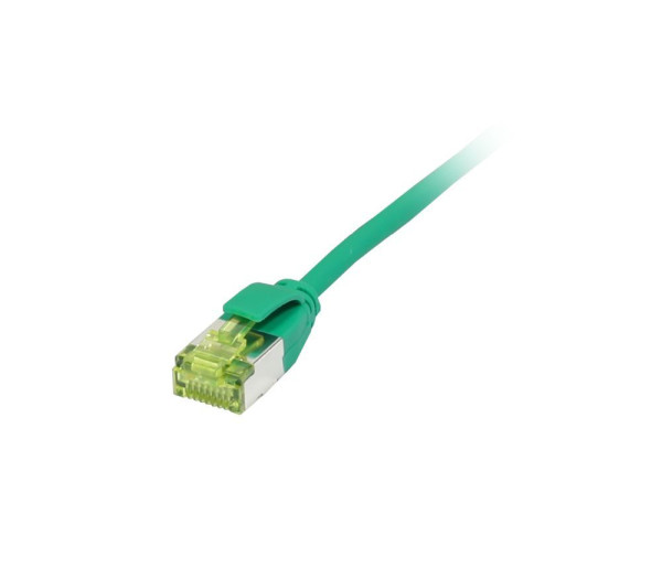 Patchkabel RJ45, CAT6A 500Mhz, 0.5m, grün, U/FTP, slimline rund d=3,8mm, TPE/LSZH(Superflex), AWG32, mit CAT7 Rohkabel, Synergy 21