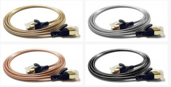 wantecWire armored, FTP CAT6a, 3,8mm, goldfarben, Länge 1,0m