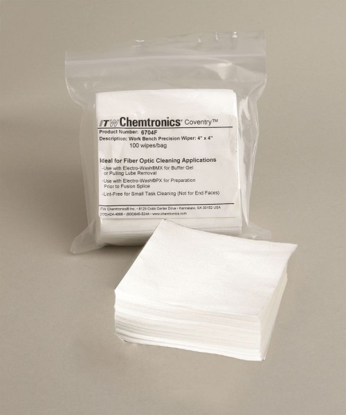 NetPeppers LWL Glasfaser, Reiningungstücher, Chemtronics Coventry Econowipes Trockenreinigungstücher - 100 Stück (10 x 10 cm)