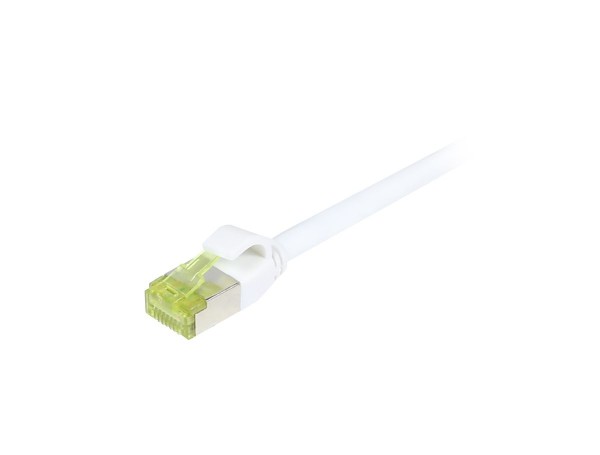 Patchkabel RJ45, CAT6A 500Mhz, 0.15m, weiss, S-STP(S/FTP), slimline rund d=4,5mm, TPE/LSZH(Superflex), AWG28, mit CAT7 Rohkabel, Synergy 21