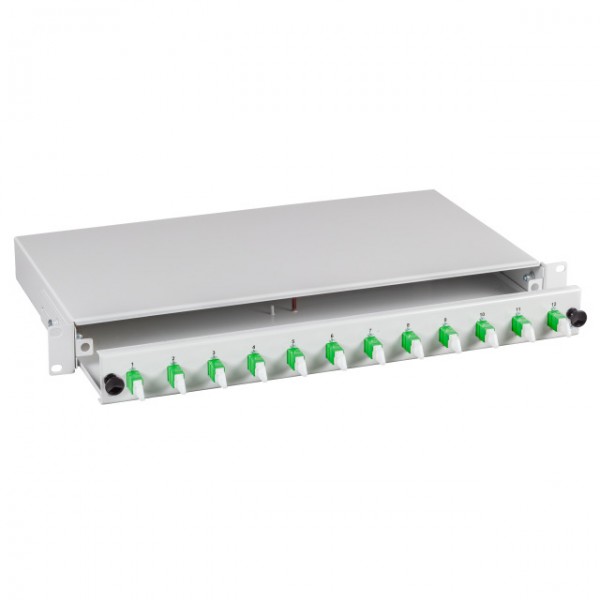 LWL-Patchpanel Spleisbox,19&quot;, 24xE2000®/APC, 9/125um,