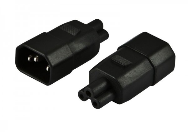 Netzkabel 230V Adapter C14-Stecker -> C5-Buchse (Mickey-Mouse/Kleeblatt)