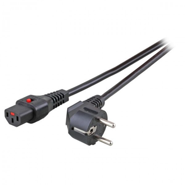 Netzkabel 230V Schutzkontakt CEE7(Stecker)-&gt;Kaltgeräte IEC-C13(Buchse), 3m,Black IEC Lock