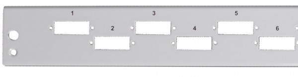 LWL-Patchpanel, zbh. Frontblende SC Duplex/LC Quad horizontal 6x, ohne Kupplungen, grau,