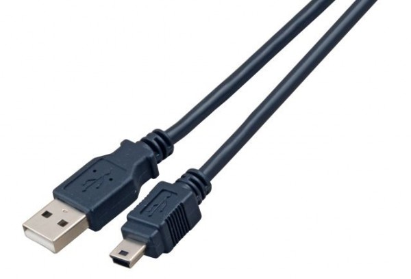 Kabel USB, A(St) => B(St)-mini 5-pol., 1.5m, USB2.0, schwarz