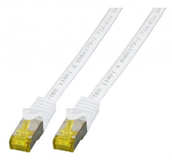 Patchkabel RJ45, CAT6A 500Mhz, 2m, weiss; S-STP(S/FTP); LSZH, mit Cat.7 Rohkabel,