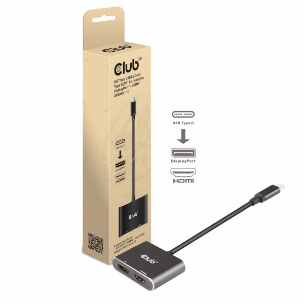 Club 3D Multi Stream Transport Hub USB 3.2 Typ C =&gt; DisplayPort + HDMI 4K60Hz